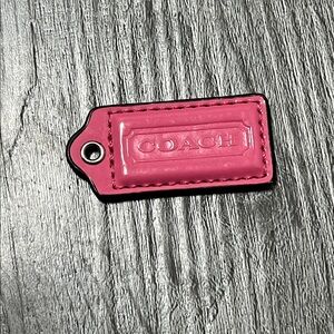 Coach Vibrant Pink patten Leather purse charm  Keychain